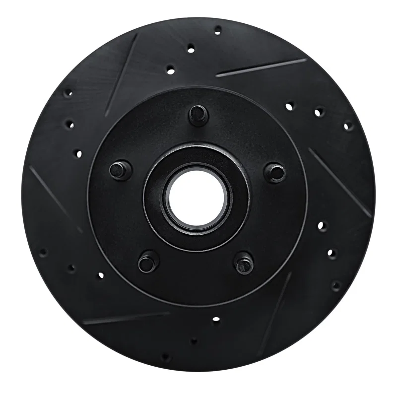 R1 Concepts 633-56011L, R1 90-91 Ford LTD Crown Victoria Front Left Drilled & Slotted Black Brake Rotor
