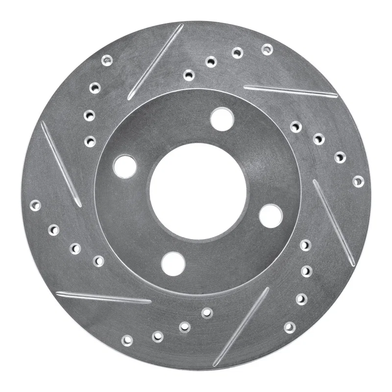 R1 Concepts 631-73000L, R1 78-92 Audi 80 Front Left Drilled & Slotted Silver Brake Rotor