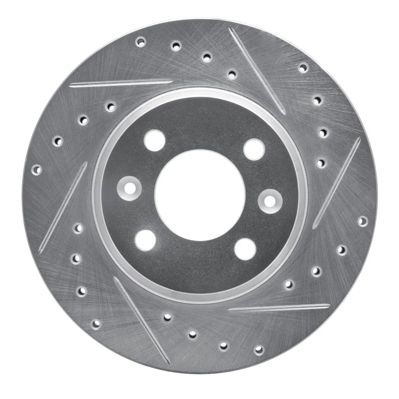 R1 Concepts 631-65005R, R1 87-93 Saab 900 Front Right Drilled & Slotted Silver Brake Rotor