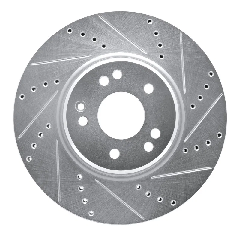 R1 Concepts 631-63029D, R1 94-02 Mercedes-Benz SL600 Left Front Drilled & Slotted Silver Brake Rotor