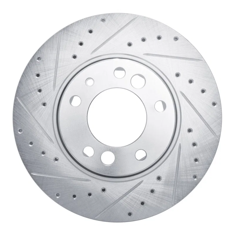 R1 Concepts 631-31031L, R1 1991-1993 BMW M5 Front Left Drilled & Slotted Silver Brake Rotor