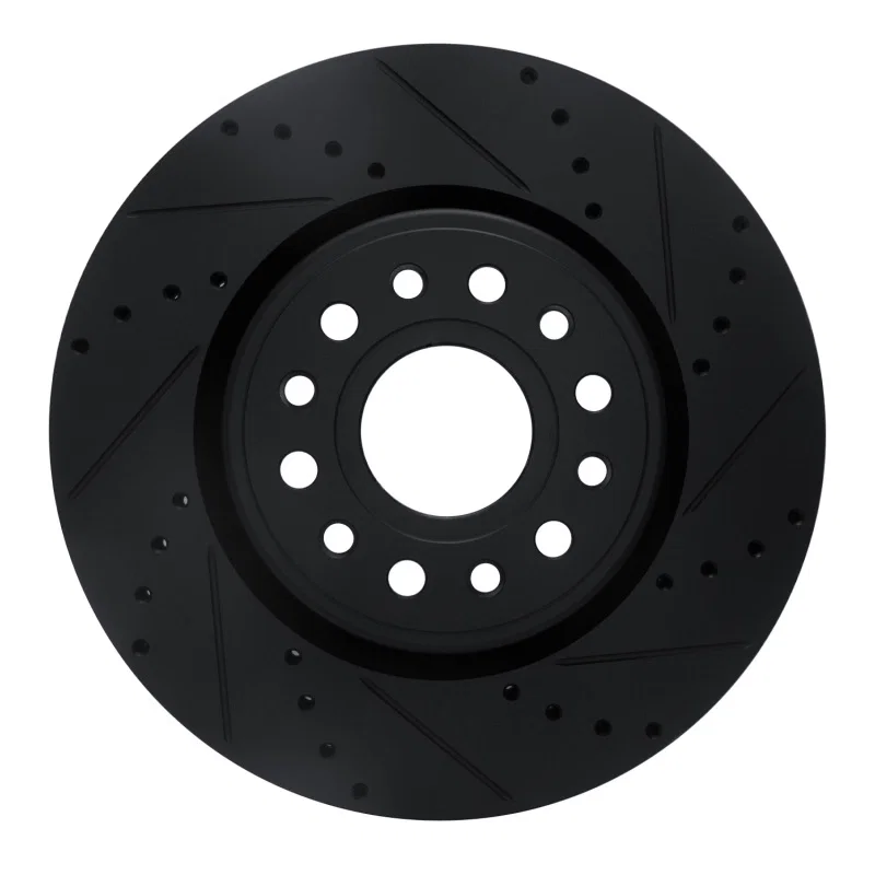 R1 Concepts 633-40120R, R1 19-25 Ram 1500 Front Right Drilled & Slotted Black Brake Rotor