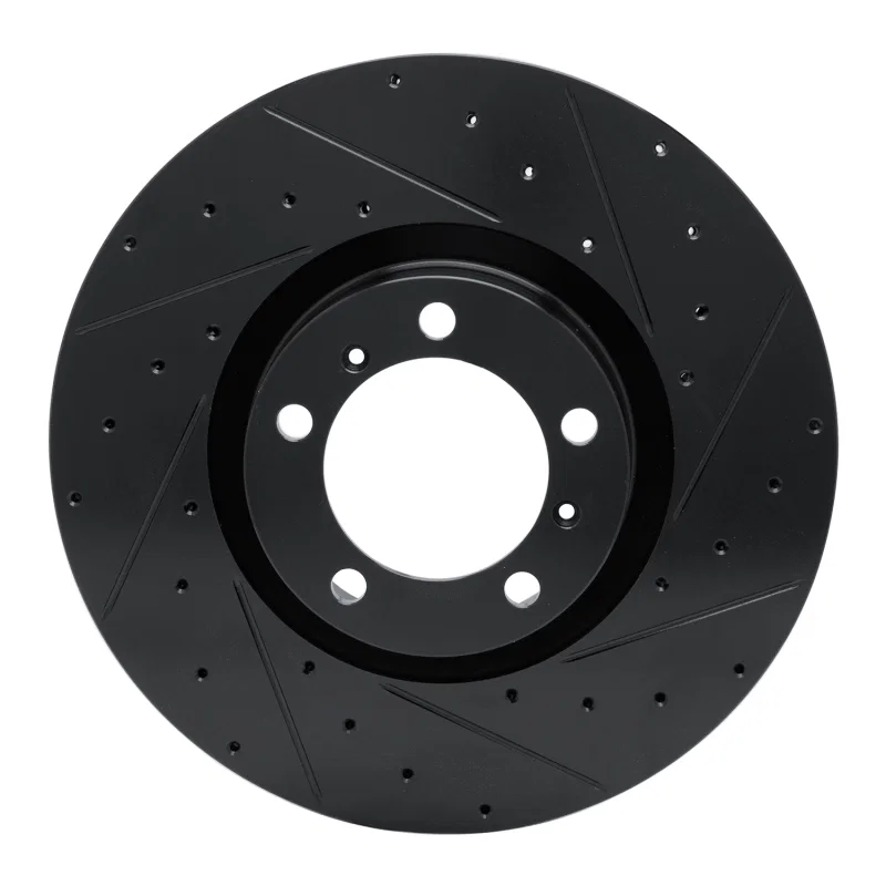 R1 Concepts 633-02085D, R1 10-24 Audi RS e-Tron GT Right Front Drilled & Slotted Black Brake Rotor