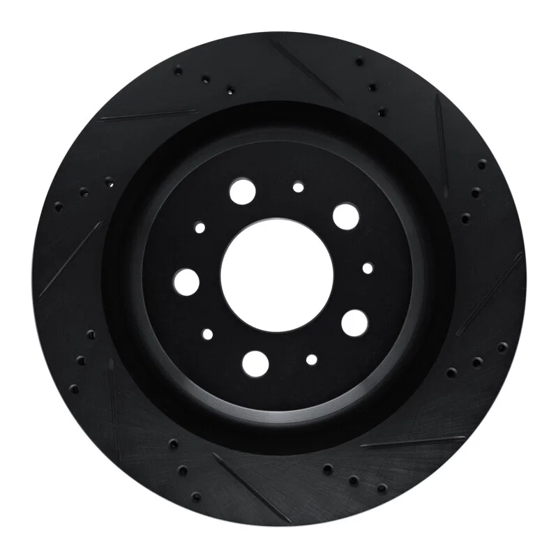 R1 Concepts 633-26003R, R1 2017-2025 Tesla Model 3 Rear Right Drilled & Slotted Black Brake Rotor