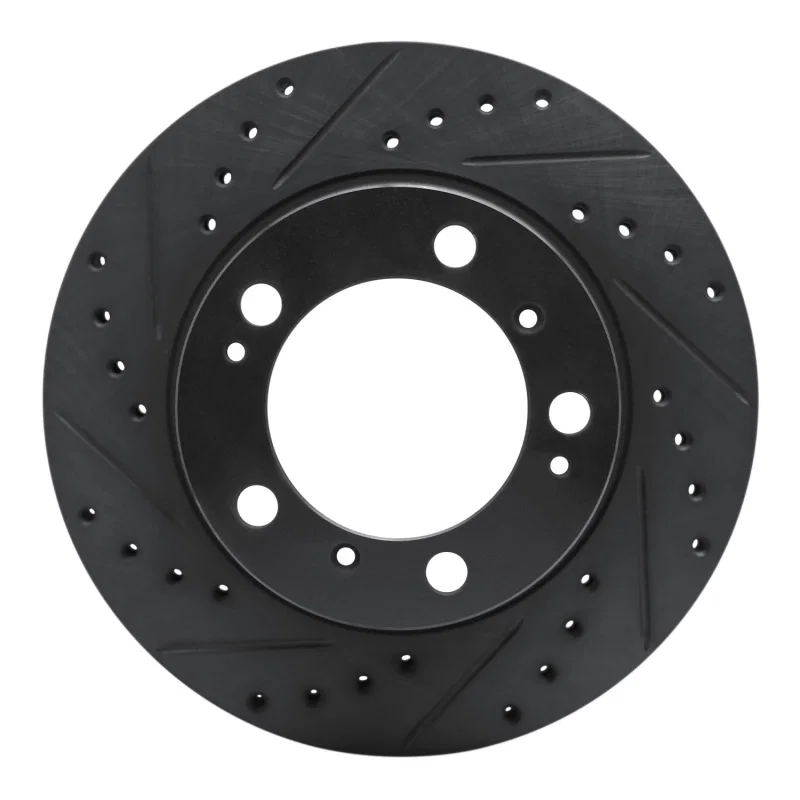 R1 Concepts 633-02029L, R1 97-04 Porsche Boxster Rear Left Drilled & Slotted Black Brake Rotor