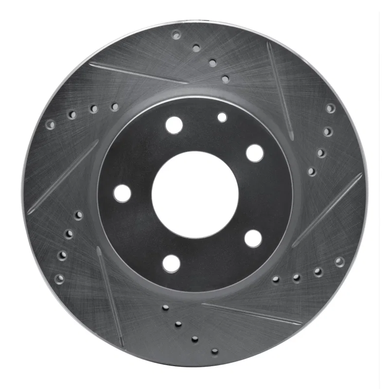 R1 Concepts 631-80053R, R1 14-24 Mazda 3 Front Right Drilled & Slotted Silver Brake Rotor