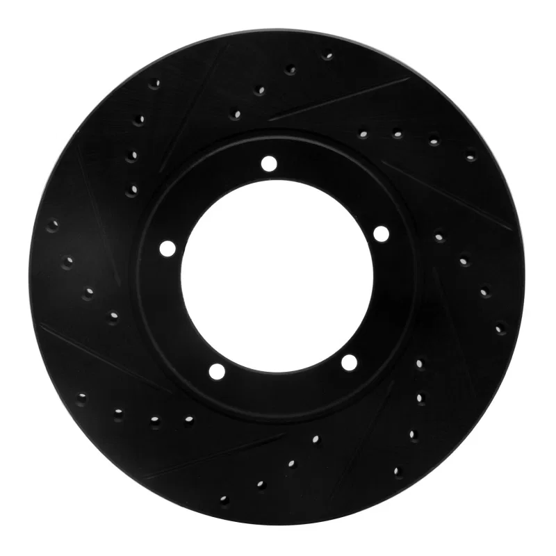 R1 Concepts 633-02001L, R1 67-88 Porsche 914 Front Left Drilled & Slotted Black Brake Rotor