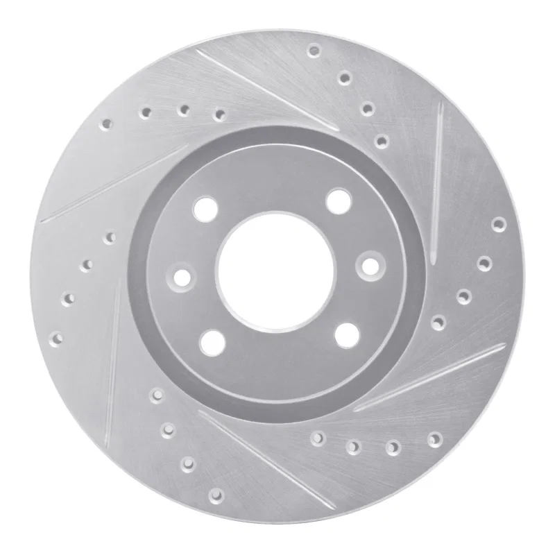 R1 Concepts 631-41000R, R1 88-89 Eagle Medallion Front Right Drilled & Slotted Silver Brake Rotor