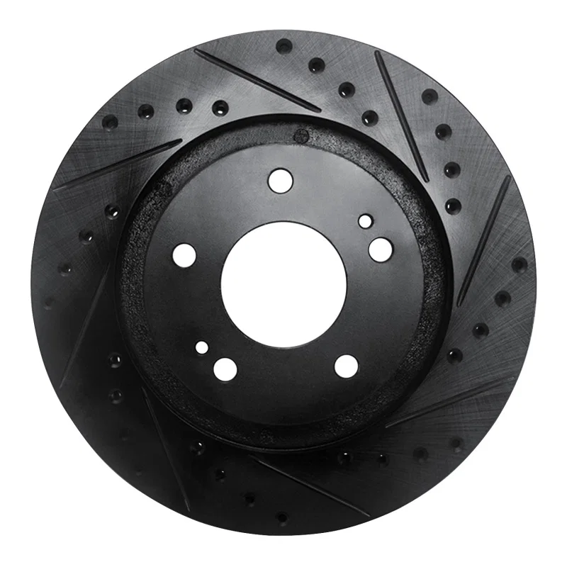 R1 Concepts 633-72061R, R1 05-22 Mitsubishi Outlander PHEV Front Right Drilled & Slotted Black Brake Rotor