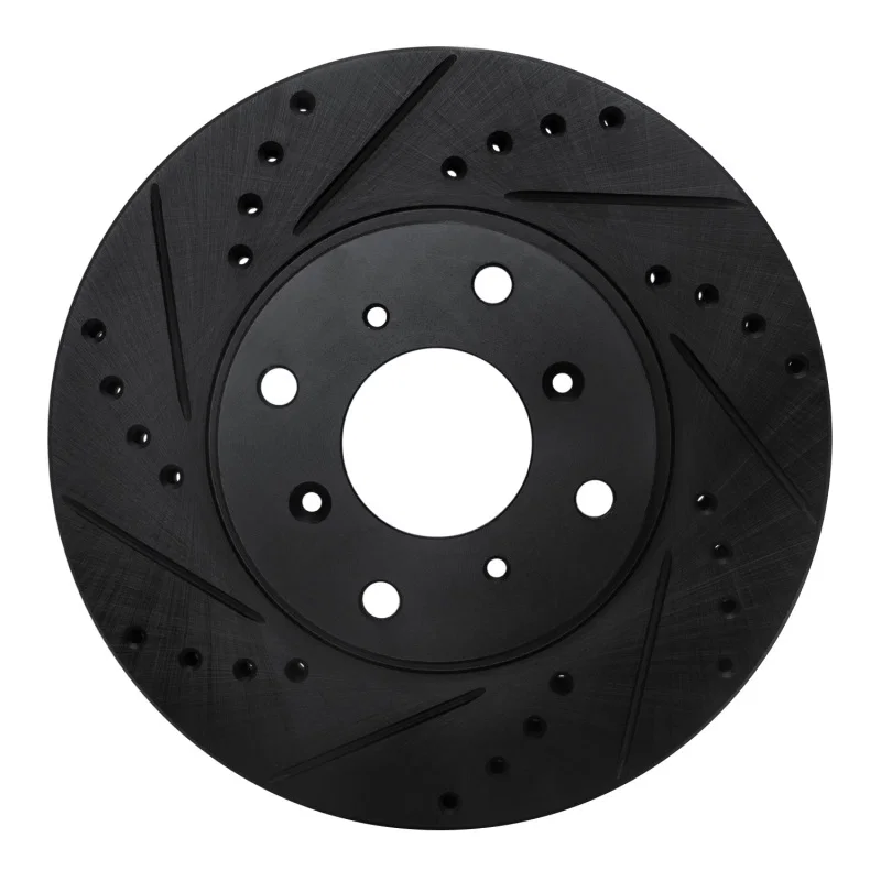 R1 Concepts 633-59022L, R1 92-96 Honda Prelude Front Left Drilled & Slotted Black Brake Rotor