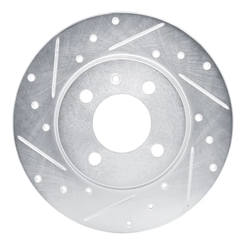 R1 Concepts 631-74013L, R1 84-97 Audi Coupe Front Left Drilled & Slotted Silver Brake Rotor