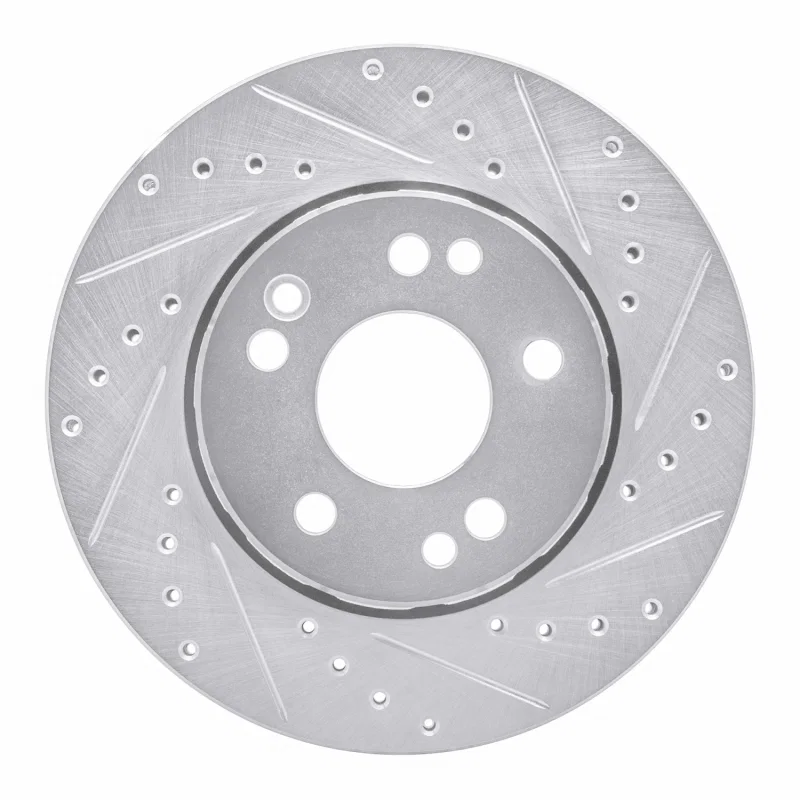 R1 Concepts 631-63014R, R1 90-92 Mercedes-Benz 300E Front Right Drilled & Slotted Silver Brake Rotor