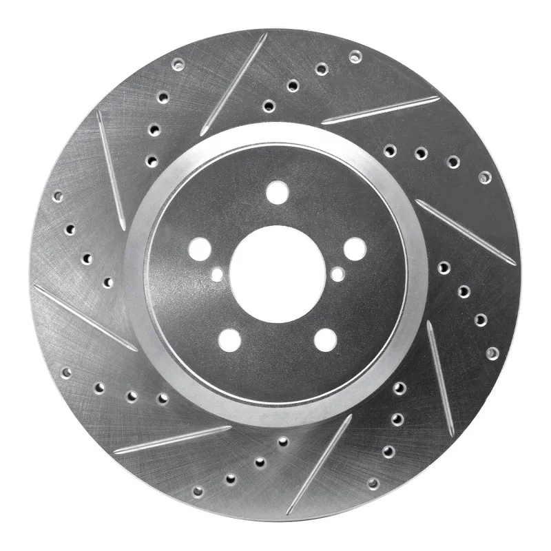 R1 Concepts 631-13018L, R1 05-18 Subaru Forester Front Left Drilled & Slotted Silver Brake Rotor