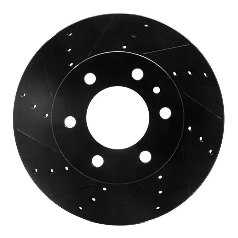 R1 Concepts 633-40043L, R1 06-25 American Coach Patriot Front Left Drilled & Slotted Black Brake Rotor