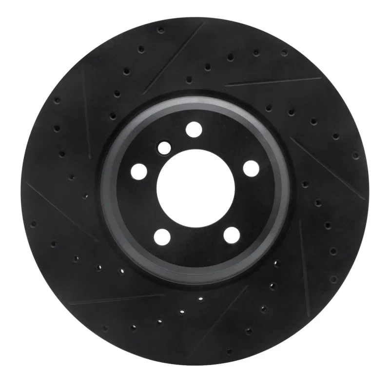 R1 Concepts 633-31083L, R1 2007-2008 BMW ALPINA B7 Front Left Drilled & Slotted Black Brake Rotor