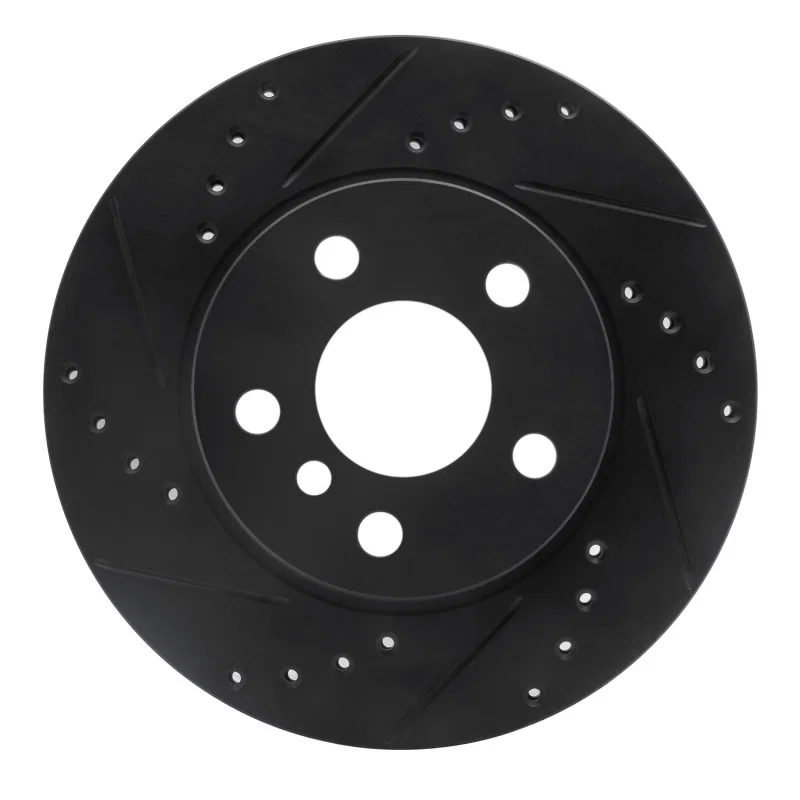 R1 Concepts 633-31123L, R1 14-21 BMW i3 Front Left Drilled & Slotted Black Brake Rotor