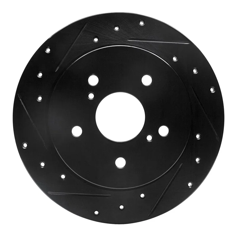 R1 Concepts 633-01006L, R1 10-13 Suzuki Kizashi Rear Left Drilled & Slotted Black Brake Rotor