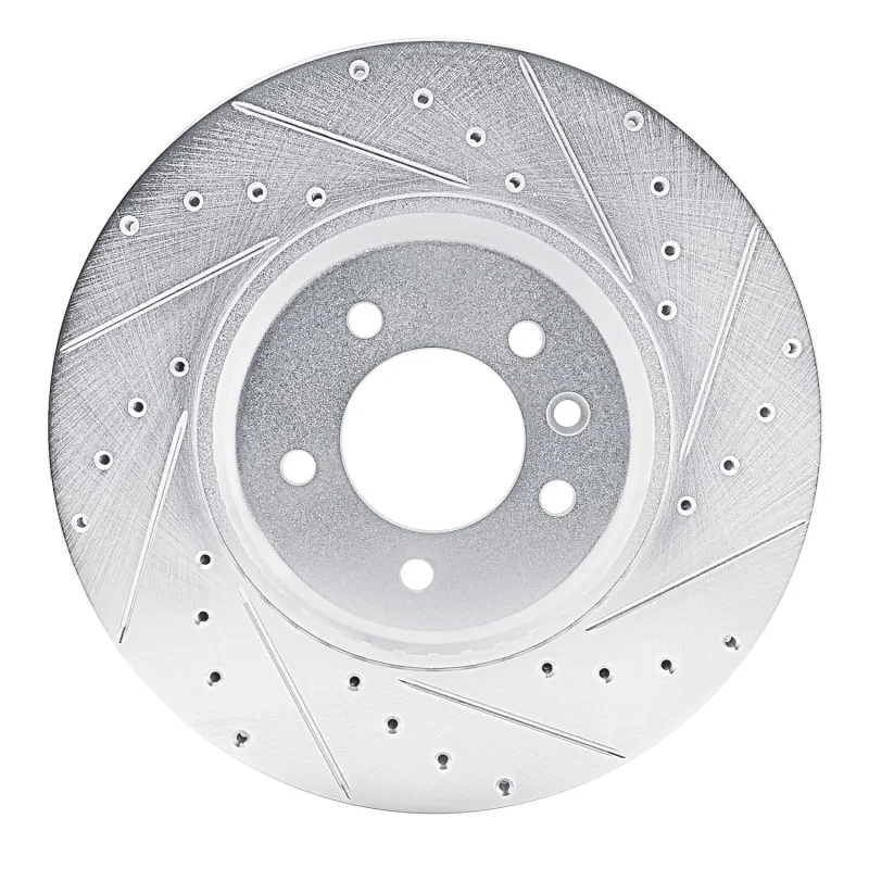 R1 Concepts 631-11038R, R1 20-25 Land Rover Defender 110 Front Right Drilled & Slotted Silver Brake Rotor