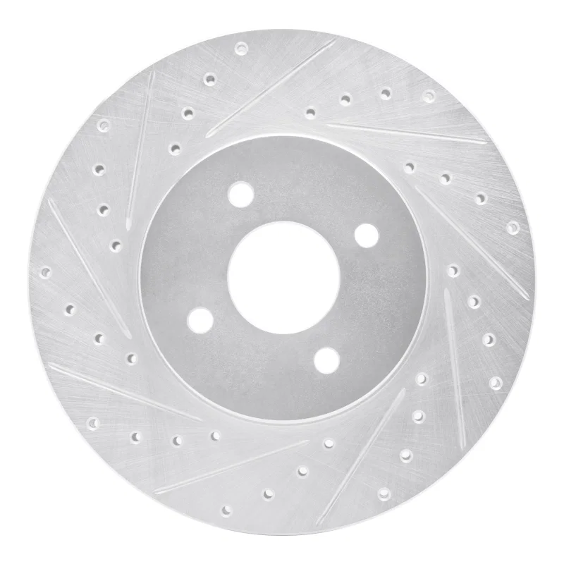 R1 Concepts 631-54050L, R1 02-04 Ford Focus Front Left Drilled & Slotted Silver Brake Rotor