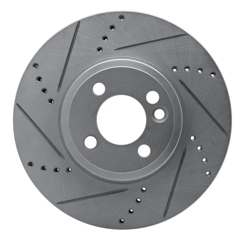 R1 Concepts 631-32006L, R1 07-15 Mini Cooper (Excl Clubman) Front Left Drilled & Slotted Silver Brake Rotor