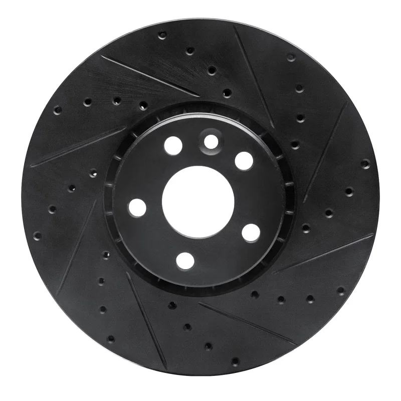 R1 Concepts 633-27043R, R1 10-16 Volvo XC60 Front Right Drilled & Slotted Black Brake Rotor