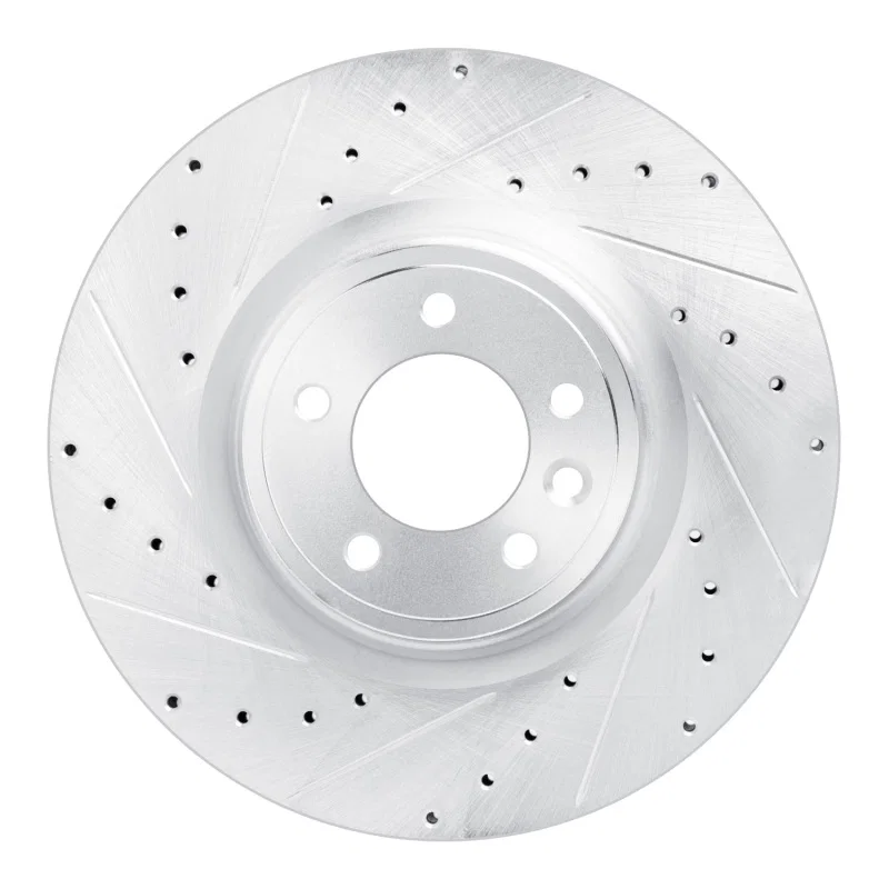 R1 Concepts 631-11032L, R1 18-24 Land Rover Range Rover Front Left Drilled & Slotted Silver Brake Rotor