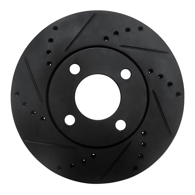 R1 Concepts 633-73011L, R1 90-91 Audi 90 Quattro Front Left Drilled & Slotted Black Brake Rotor