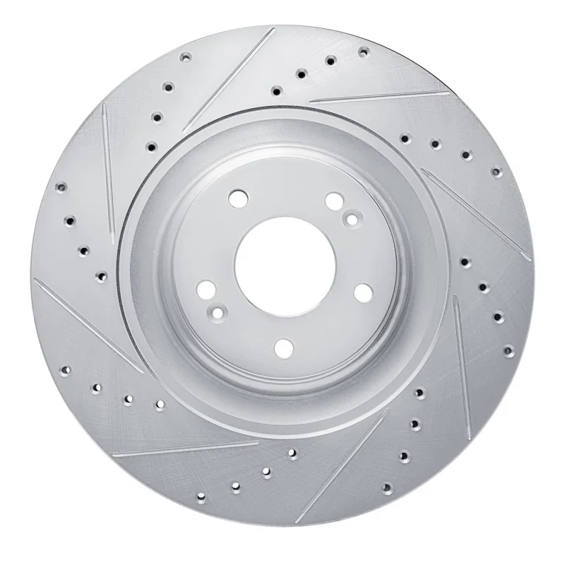 R1 Concepts 631-03070L, R1 2022-2025 Hyundai Elantra N Front Left Drilled & Slotted Silver Brake Rotor