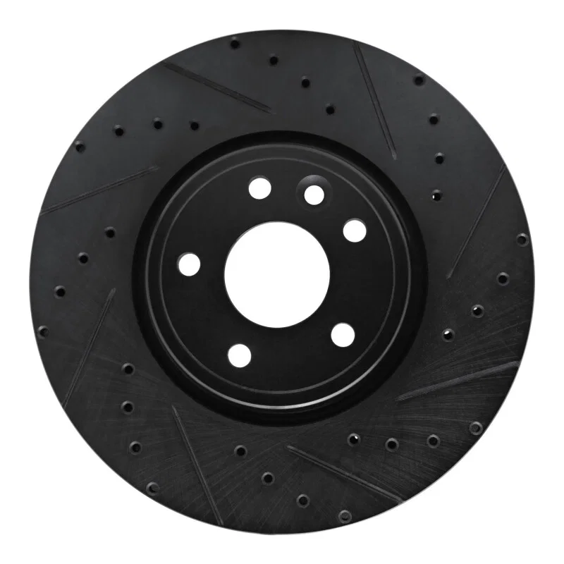 R1 Concepts 633-20036R, R1 17-19 Jaguar XE Front Right Drilled & Slotted Black Brake Rotor