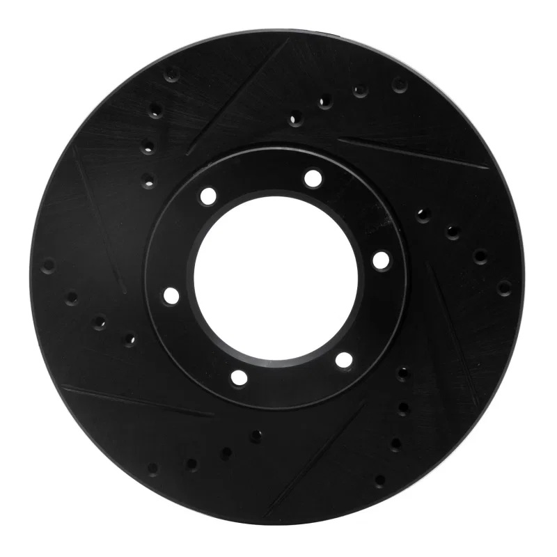 R1 Concepts 633-76107L, R1 89-93 Toyota Pickup Front Left Drilled & Slotted Black Brake Rotor