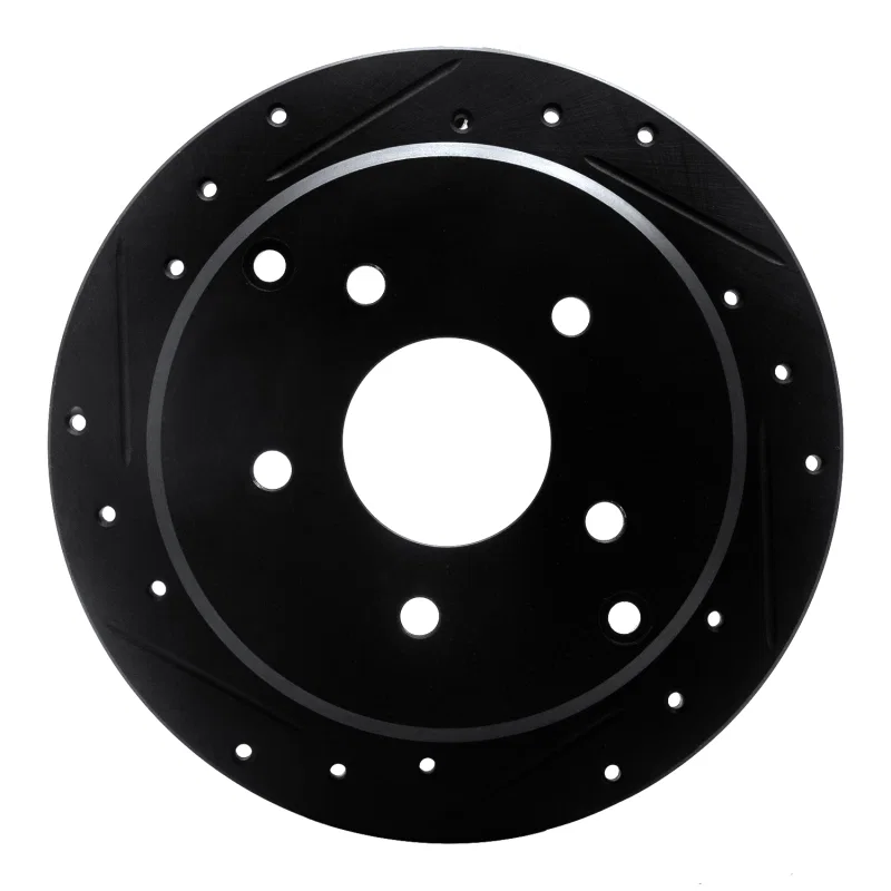 R1 Concepts 633-54014L, R1 74-80 Ford Granada Front Left Drilled & Slotted Black Brake Rotor