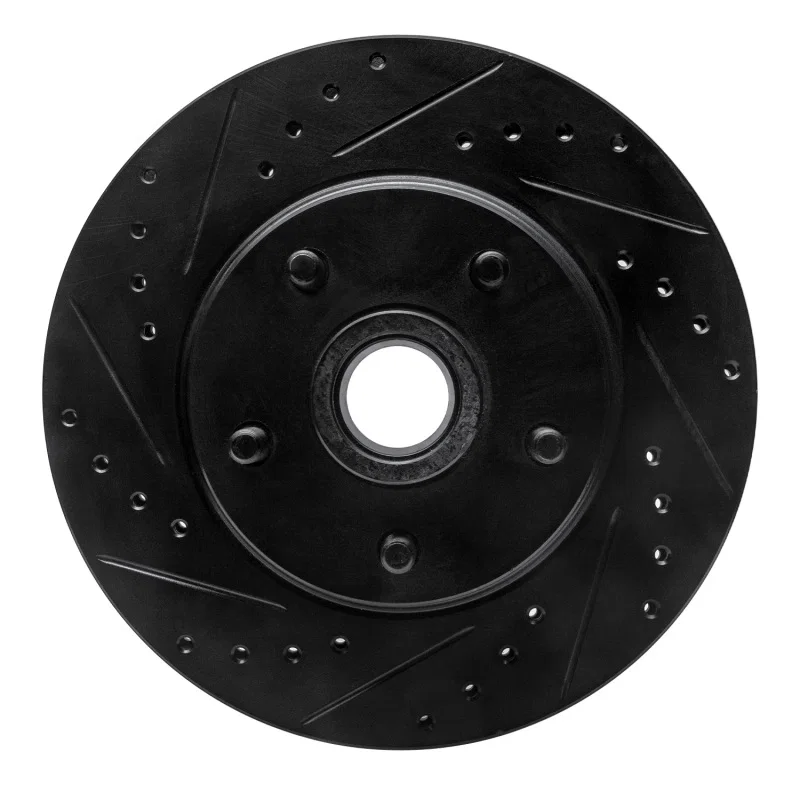 R1 Concepts 633-54008L, R1 68-73 Ford Mustang Front Left Drilled & Slotted Black Brake Rotor