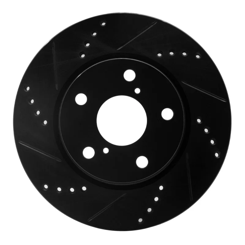 R1 Concepts 633-76135L, R1 06-18 Lexus HS250H Front Left Drilled & Slotted Black Brake Rotor