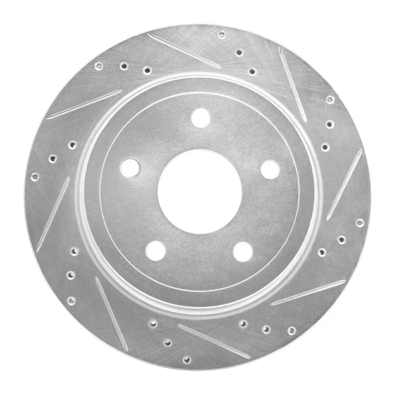 R1 Concepts 631-40106L, R1 04-06 Dodge Ram 1500 Pickup Rear Left Drilled & Slotted Silver Brake Rotor
