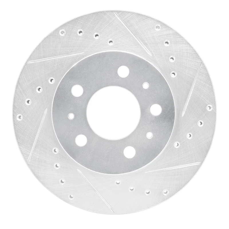 R1 Concepts 631-56012R, R1 95-97 Ford Crown Victoria Front Right Drilled & Slotted Silver Brake Rotor