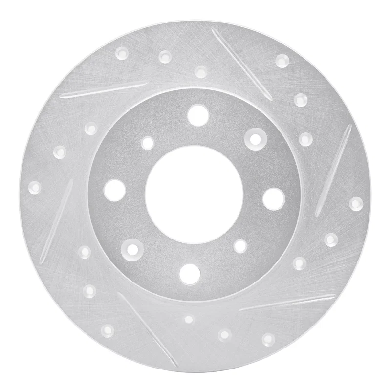 R1 Concepts 631-59009R, R1 84-87 Honda Civic Front Right Drilled & Slotted Silver Brake Rotor