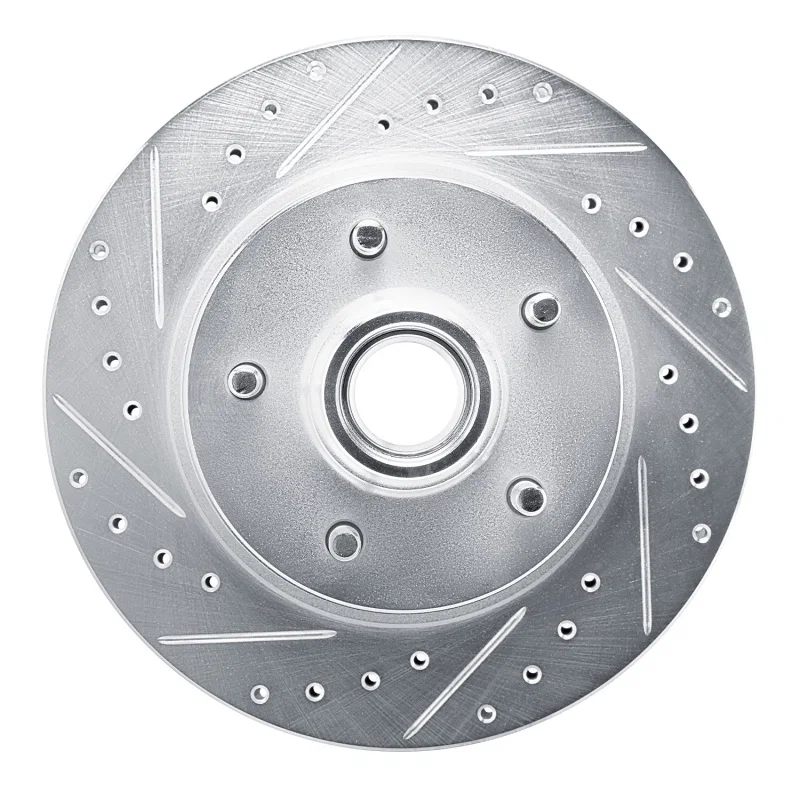 R1 Concepts 631-46006L, R1 90-90 Cadillac BROUGHAM Front Left Drilled & Slotted Silver Brake Rotor