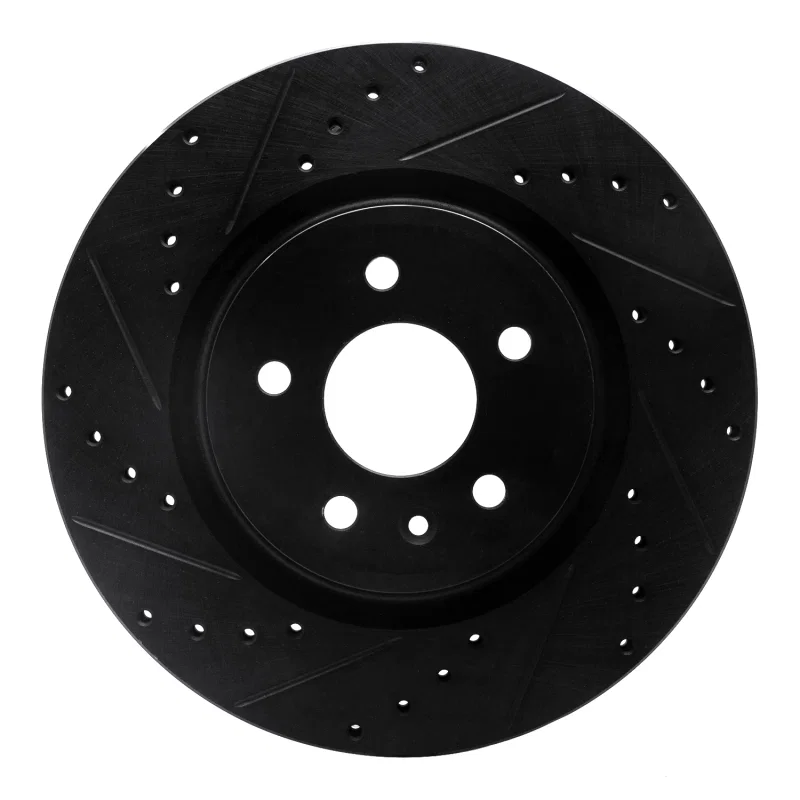 R1 Concepts 633-54062L, R1 09-10 Ford Taurus SHO Front Left Drilled & Slotted Black Brake Rotor