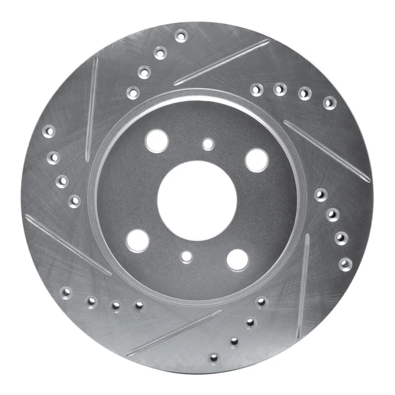 R1 Concepts 631-76074L, R1 01-03 Toyota Prius Front Left Drilled & Slotted Silver Brake Rotor