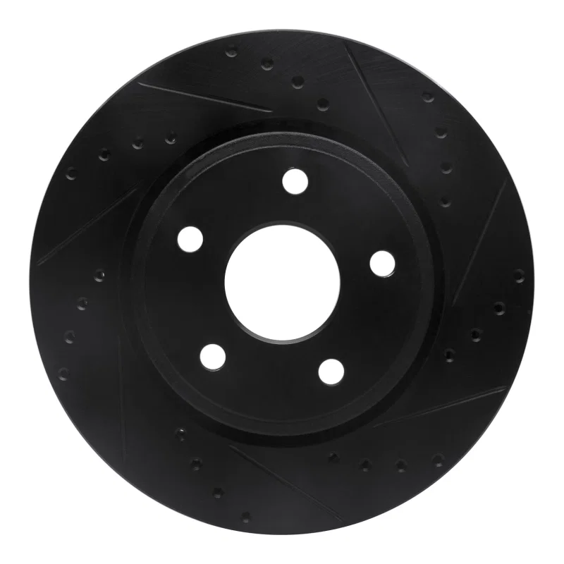 R1 Concepts 633-42000R, R1 05-10 Jeep Commander Front Right Drilled & Slotted Black Brake Rotor