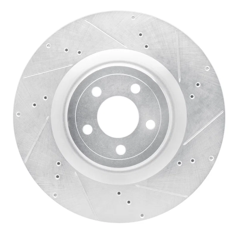 R1 Concepts 631-54079R, R1 15-23 Ford Mustang Front Right Drilled & Slotted Silver Brake Rotor