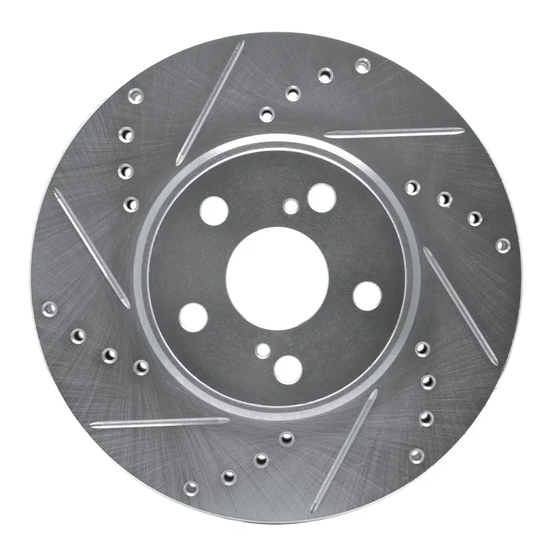 R1 Concepts 631-76059L, R1 94-99 Toyota Celica Front Left Drilled & Slotted Silver Brake Rotor