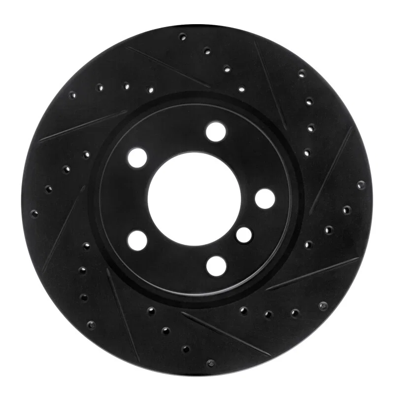 R1 Concepts 633-32011R, R1 11-16 Mini Cooper Paceman Front Right Drilled & Slotted Black Brake Rotor
