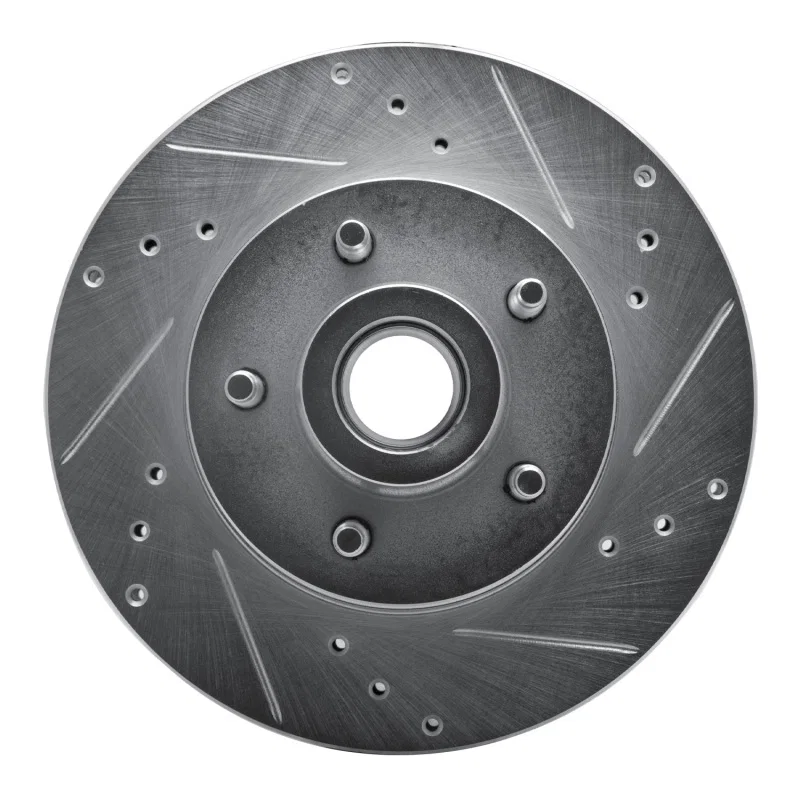 R1 Concepts 631-56011L, R1 90-91 Ford LTD Crown Victoria Front Left Drilled & Slotted Silver Brake Rotor