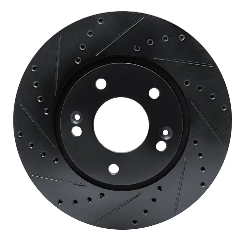 R1 Concepts 633-03049L, R1 07-09 Hyundai Santa Fe Front Left Drilled & Slotted Black Brake Rotor