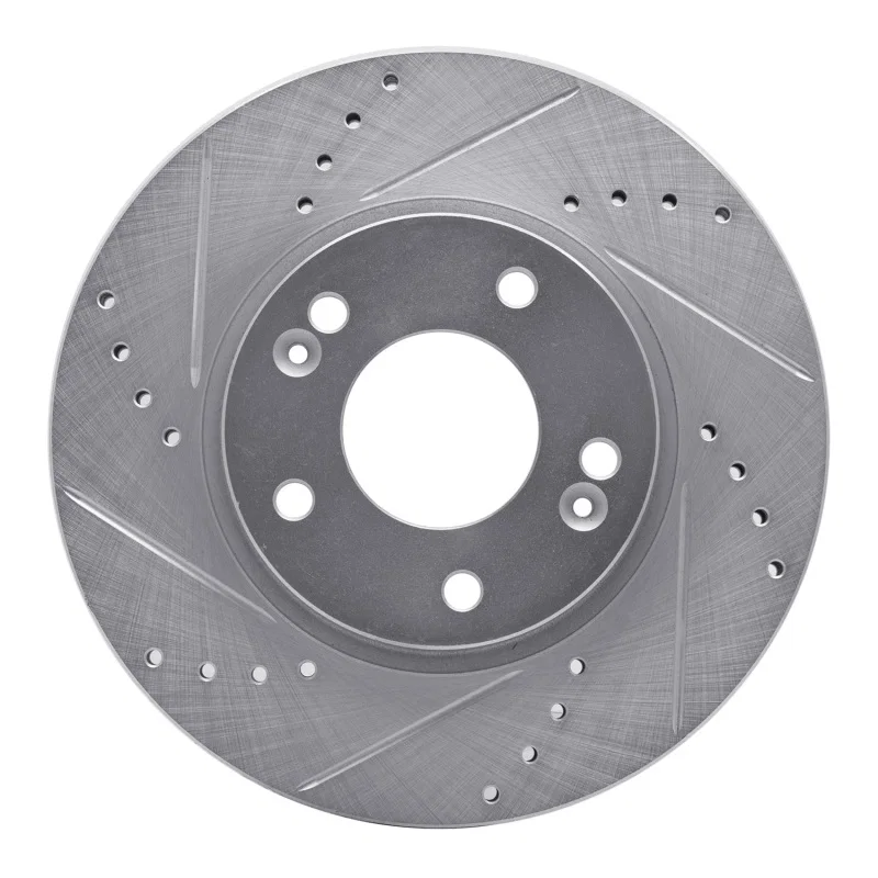 R1 Concepts 631-03038L, R1 11-25 Hyundai Veloster Front Left Drilled & Slotted Silver Brake Rotor