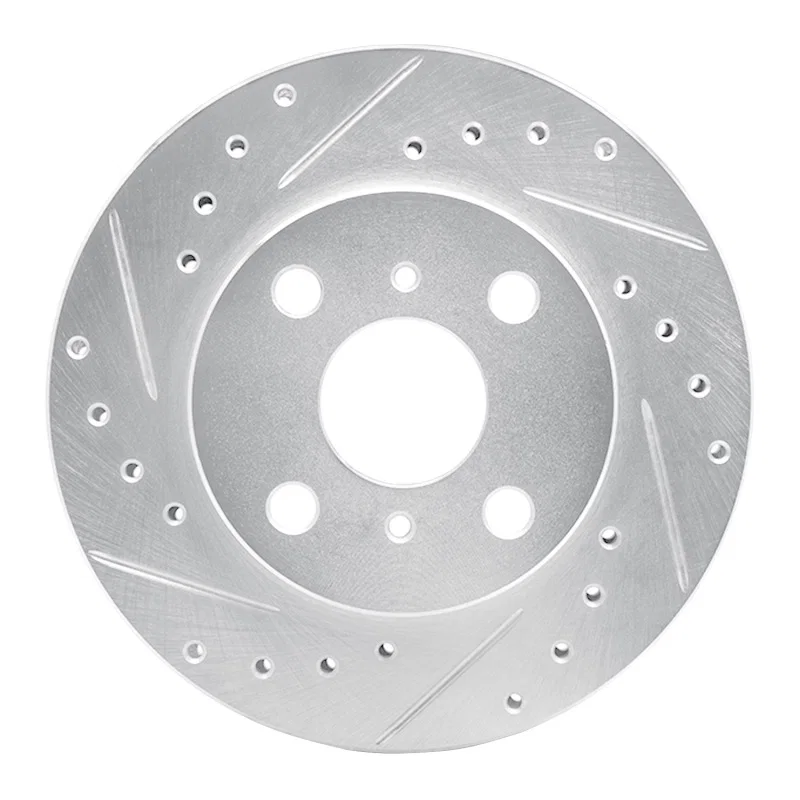 R1 Concepts 631-76026L, R1 86-89 Toyota Celica Front Left Drilled & Slotted Silver Brake Rotor
