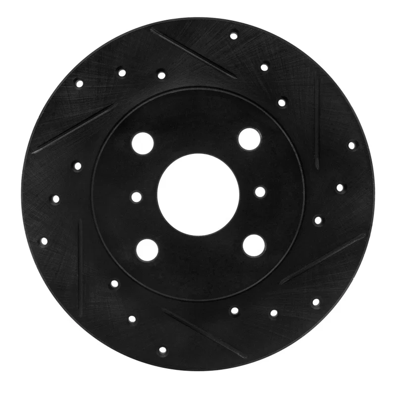 R1 Concepts 633-76017R, R1 83-90 Toyota Tercel Front Right Drilled & Slotted Black Brake Rotor