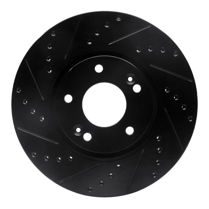 R1 Concepts 633-21016L, R1 15-19 Kia Soul EV Front Left Drilled & Slotted Black Brake Rotor