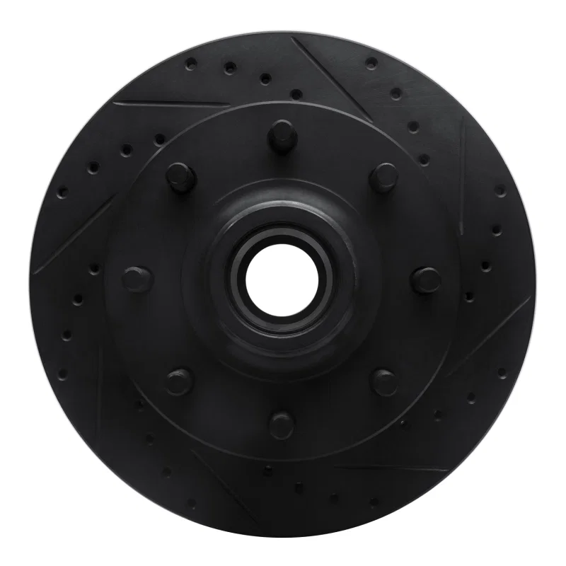 R1 Concepts 633-48042R, R1 01-02 Chevrolet Express 3500 Front Right Drilled & Slotted Black Brake Rotor